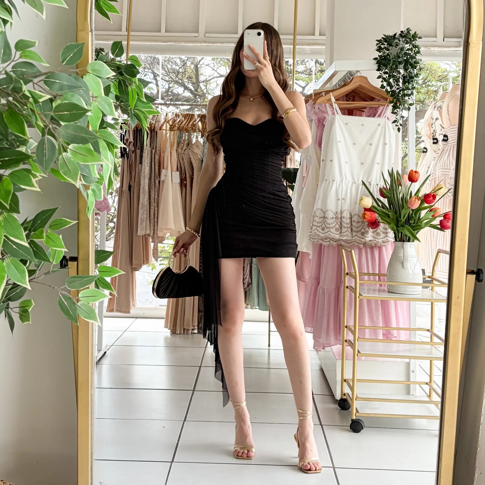 Vestido estraple corazón negro