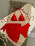 Traje de baño rojo de 3 piezas
