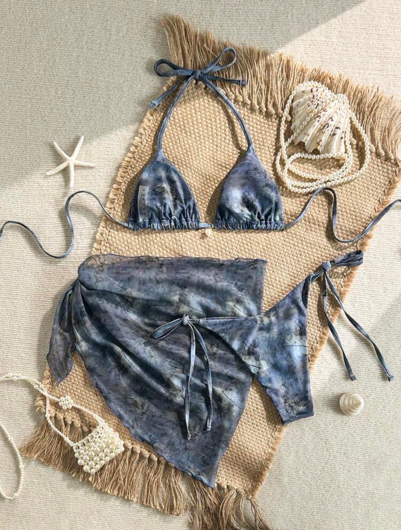 Traje de baño 3 pzs azul mármol