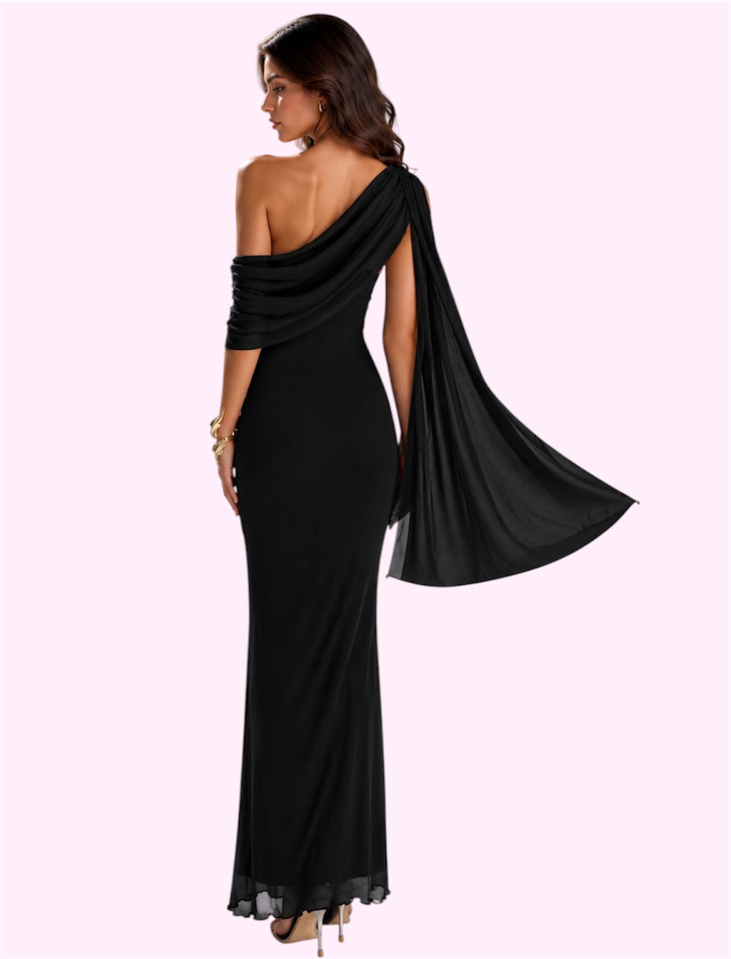 Vestido largo hombro tira negro