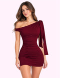 Vestido de hombro caído rojo