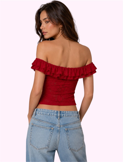 Blusa hombros caídos roja