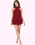 Vestido globo halter guindo