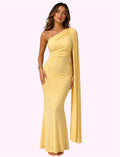 Vestido largo asimétrico amarillo