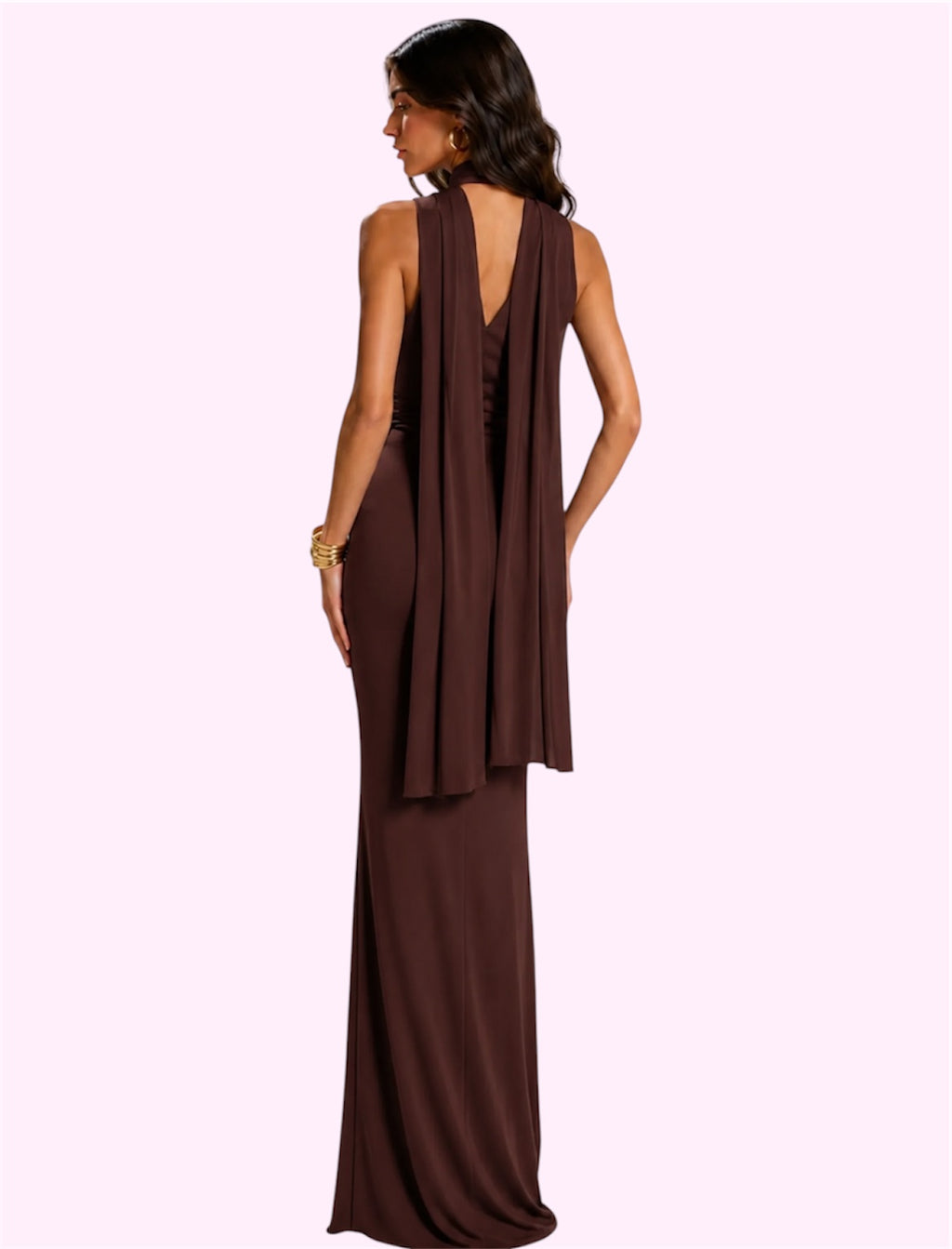 Vestido largo pashmina cafe