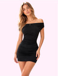 Vestido hombros caídos negro