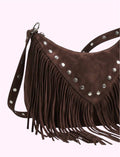 Bolsa vaquera café con flecos