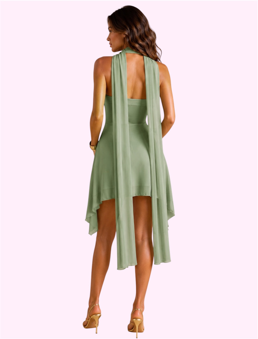 Vestido tirantes pashmina verde