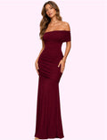 Vestido hombro caido rojo