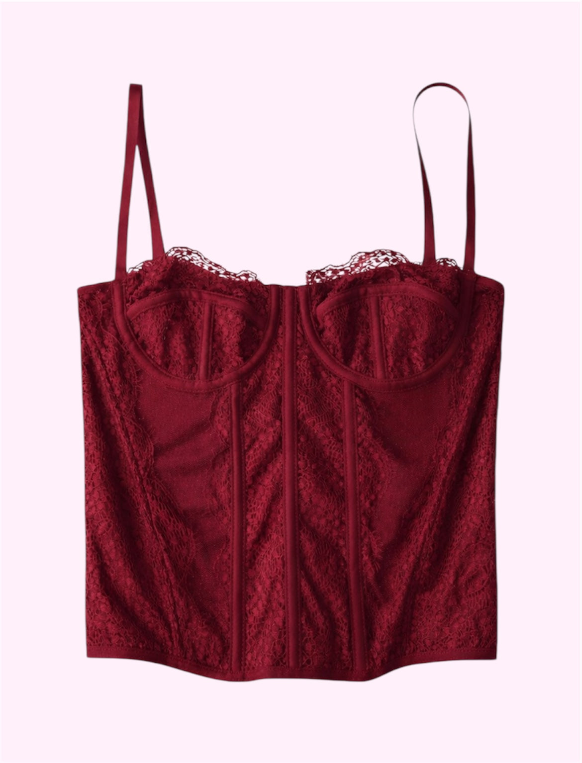 Bustier encaje guindo