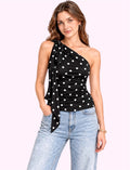Blusa negra asimétrica de lunares