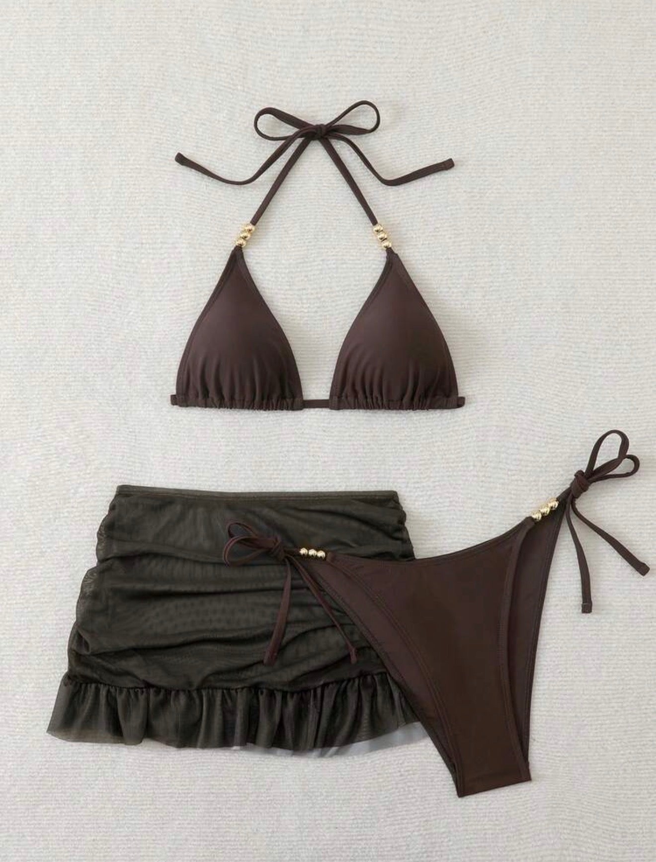 Traje de baño 3 pzs cafe