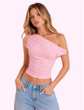 Blusa asimetrica rosa