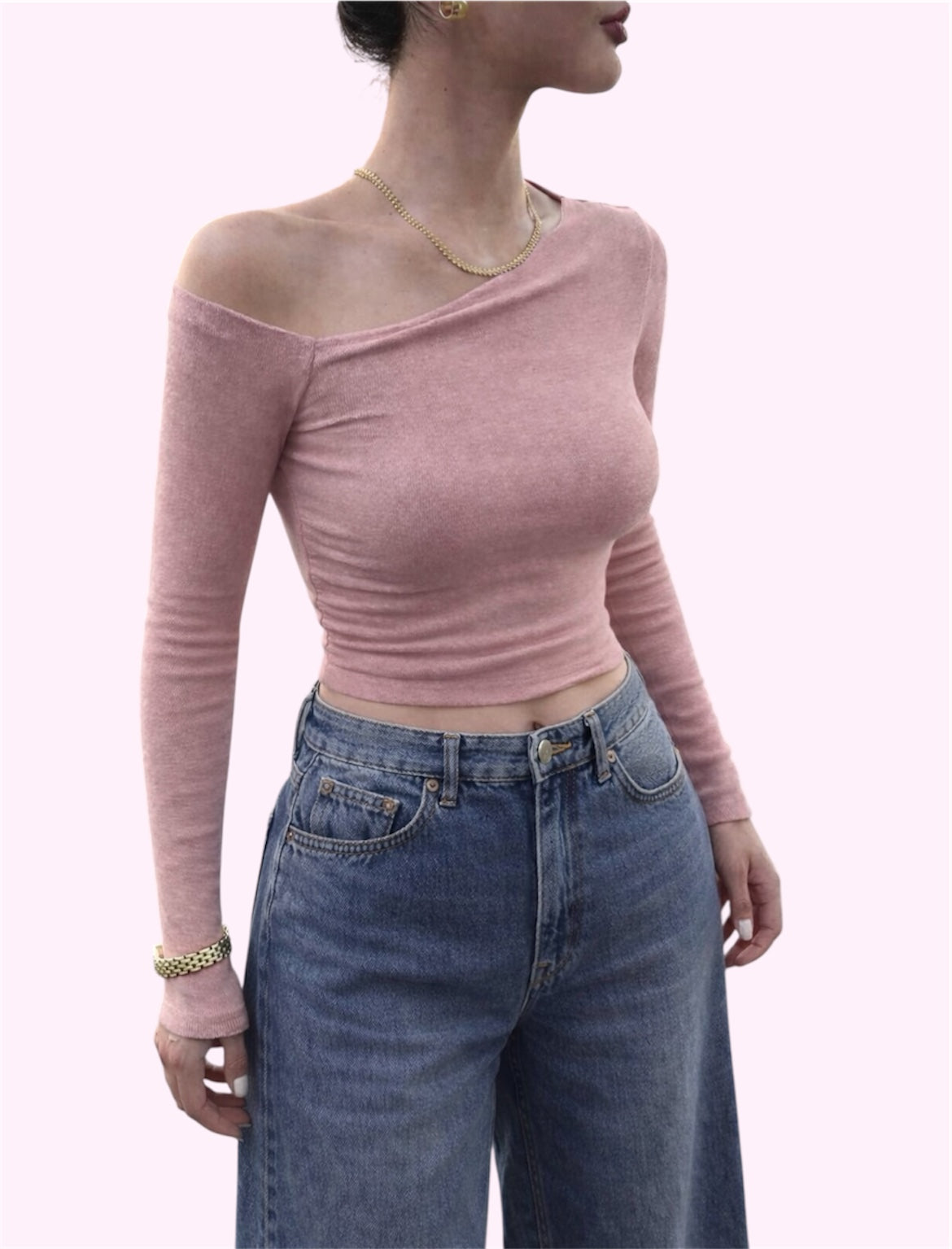 Blusa hombro caido rosa